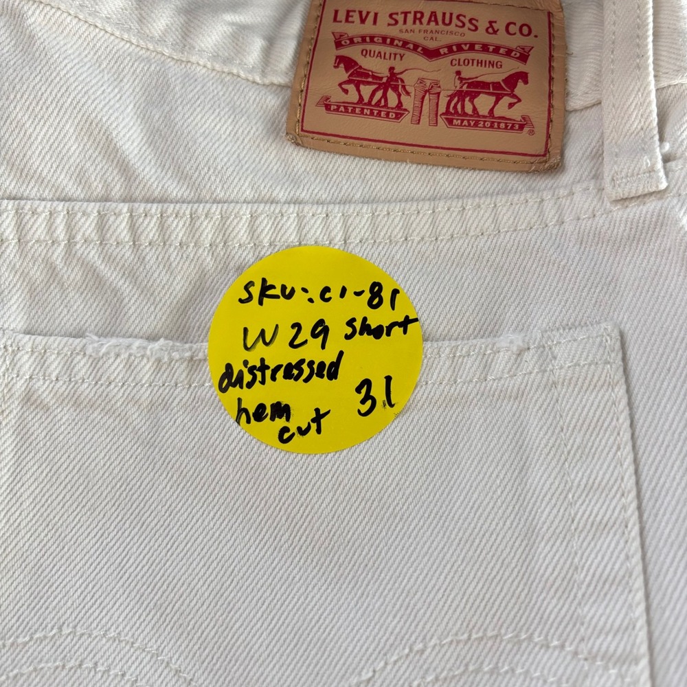 Women's Levis 501 Original Fit Distressed White Jeans‎ 29 Raw Hem Distressed - Picture 9 of 9